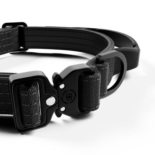 2.5cm Lighter Combat® Collar | With Handle & Secure Clip - Black x Black