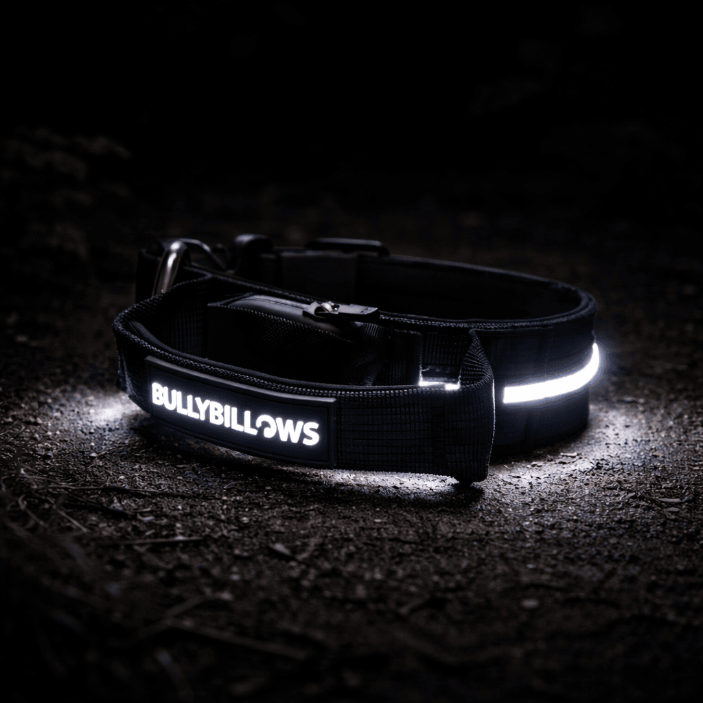 4cm Light Up LED Combat® Collar | With Handle & Secure Clip - Black