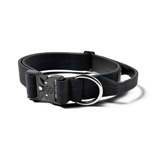 4cm Tweed Combat® Collar | With Handle & Secure Clip - Charcoal Black