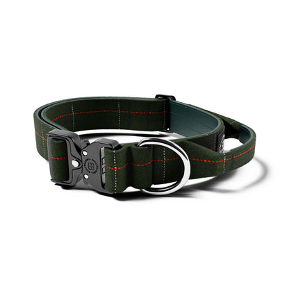 4cm Tweed Combat® Collar | With Handle & Secure Clip - Forest Green
