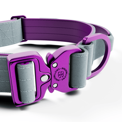 4cm Lighter Combat® Collar | With Handle & Secure Clip - Purple & Metal Grey