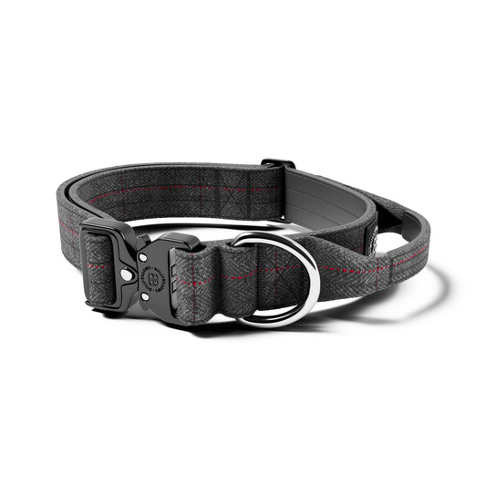 4cm Tweed Combat® Collar | With Handle & Secure Clip - Stone Grey