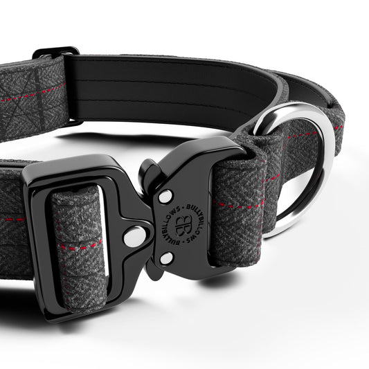 4cm Tweed Combat® Collar | With Handle & Secure Clip - Stone Grey