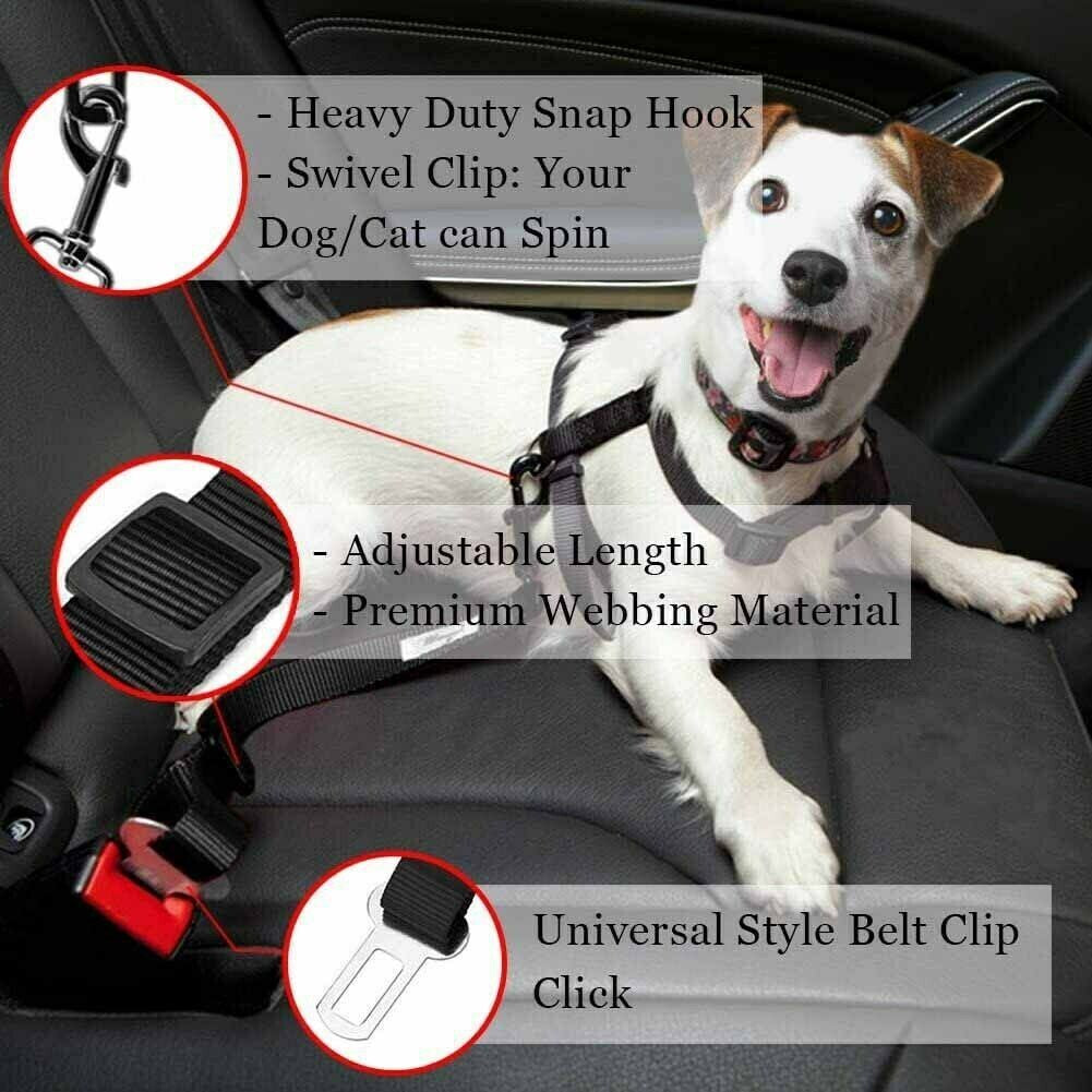 Pet Car Seat Belt 2-Pack Adjustable by Prismra