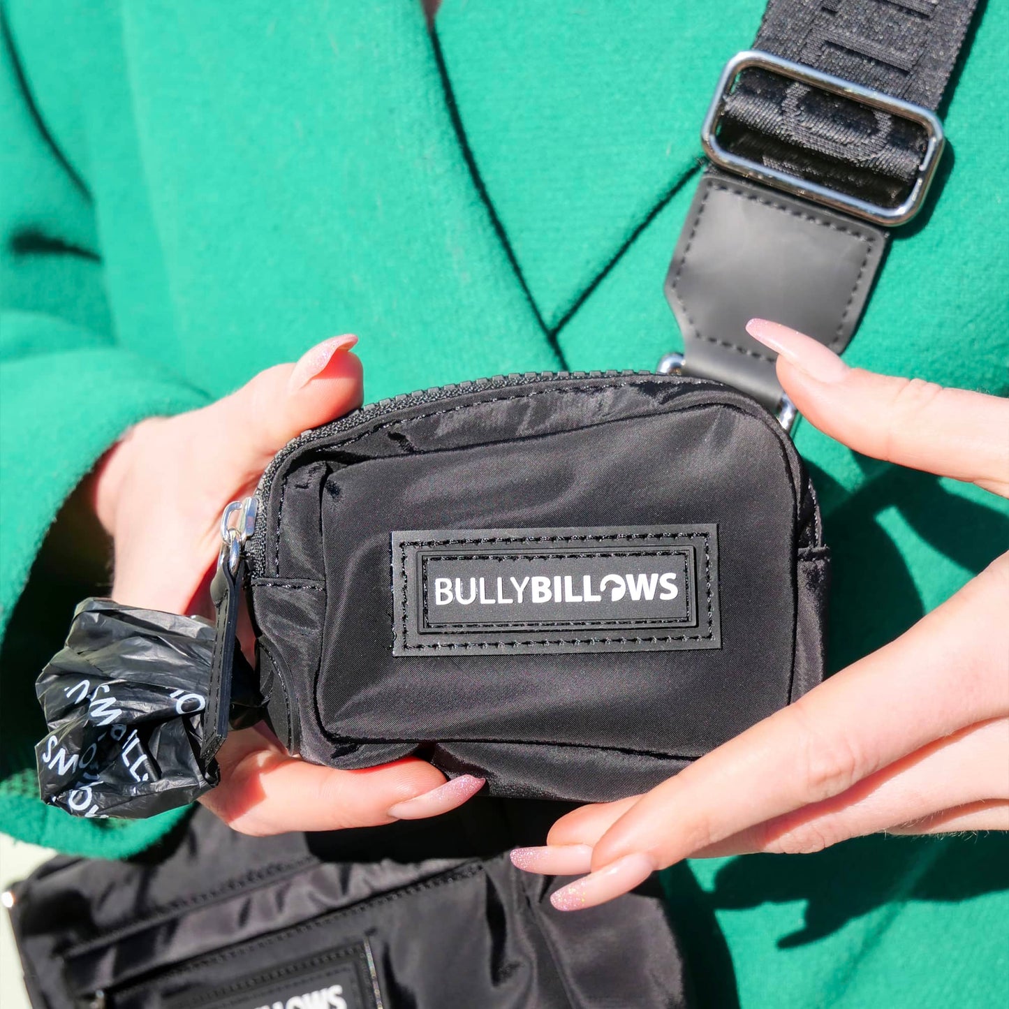 Unisex Luxury Human & Dog Walking Bag | With Adjustable Strap & Poop Bag Holder - Black