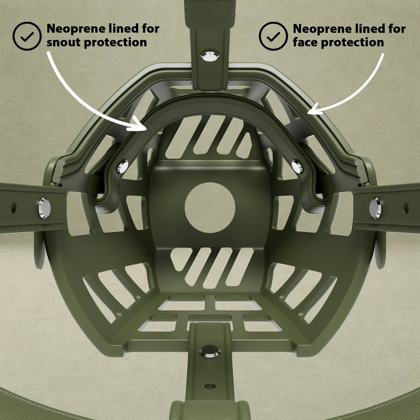 Premium Comfort Muzzle | x2 Additional Head Straps - Khaki