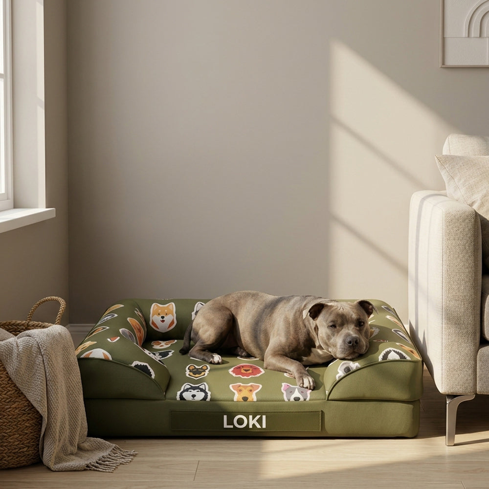 Luxury Dog Bed - Beige Edition | Add your dogs name