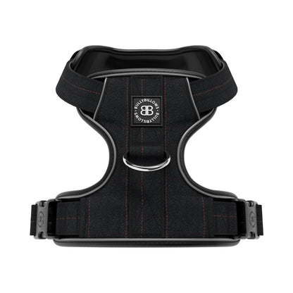 Premium Comfort Herringbone Harness | Non Restrictive - Charcoal Black