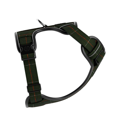 Premium Comfort Herringbone Harness | Non Restrictive - Forest Green