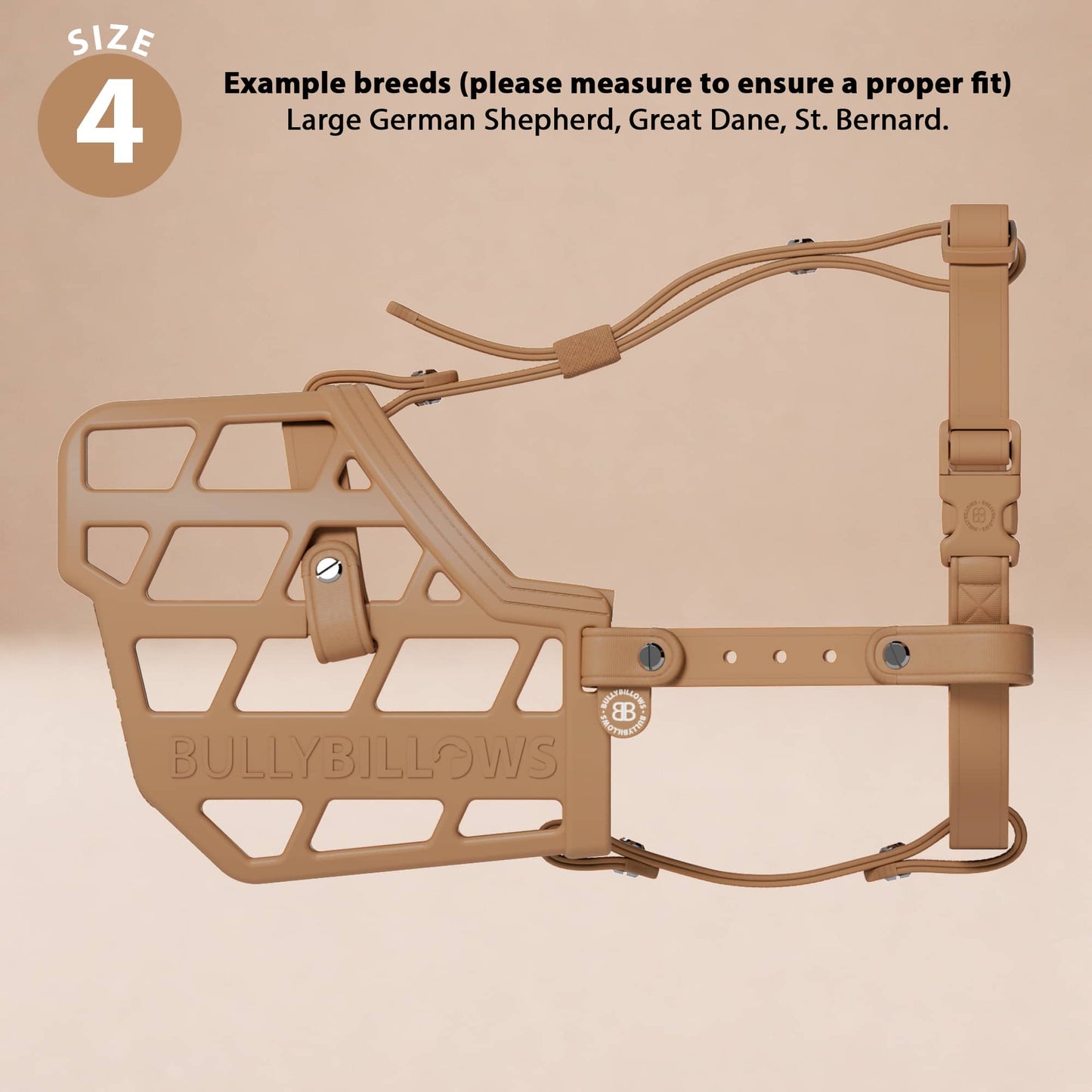 Premium Comfort Muzzle | x2 Additional Head Straps - Tan