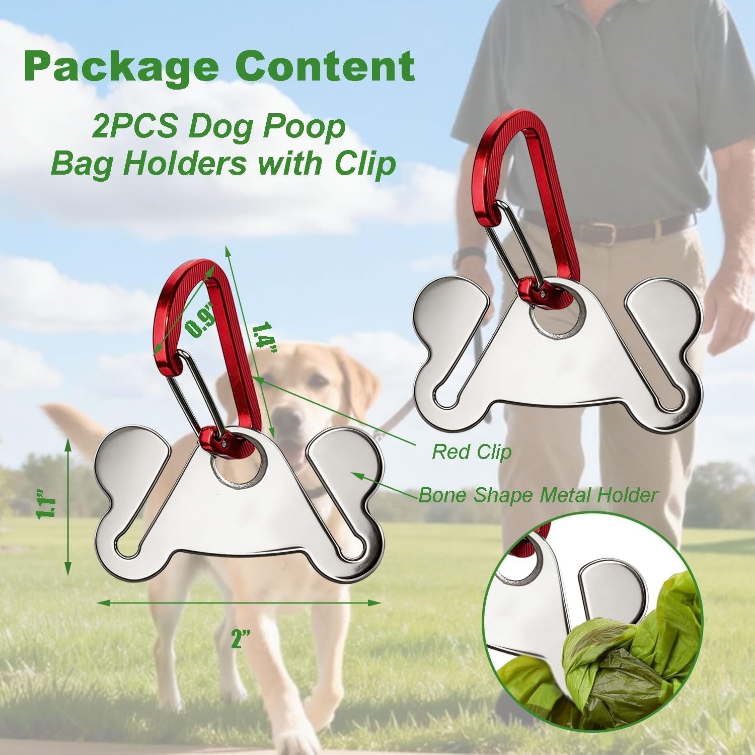 Hands-Free Dog Poop Bag Holder 2-Pack Prismra