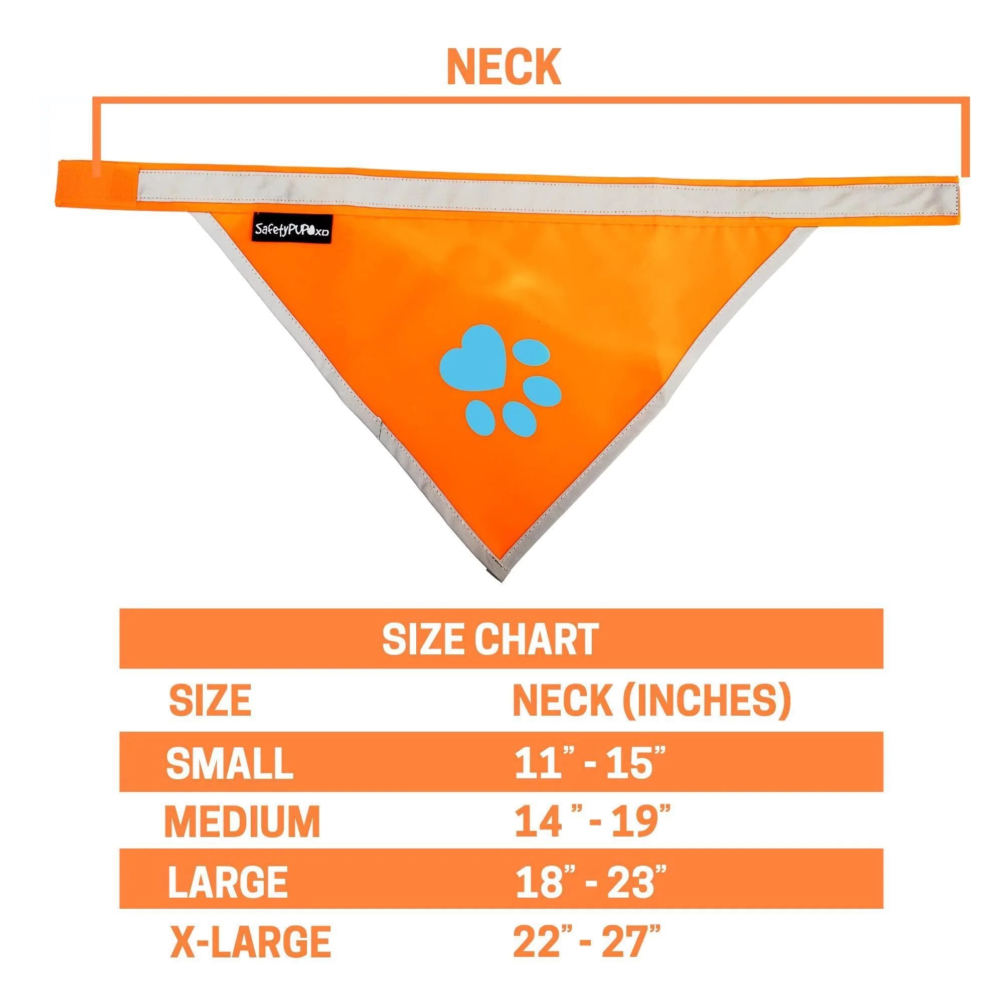 Large Hi-Vis Orange Reflective Dog Bandana Prismra