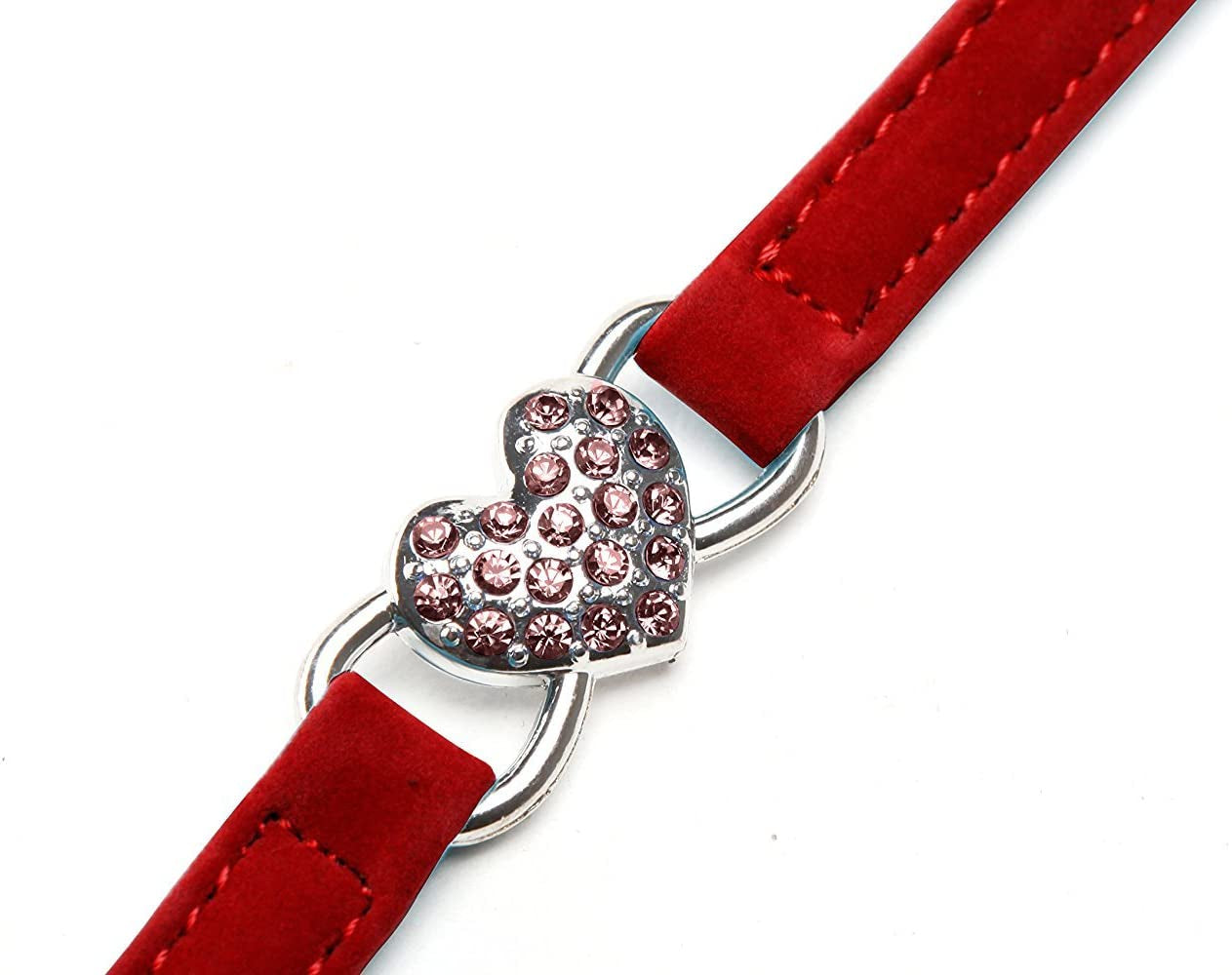 Velvet Cat Collar with Heart Charm and Bell Prismra