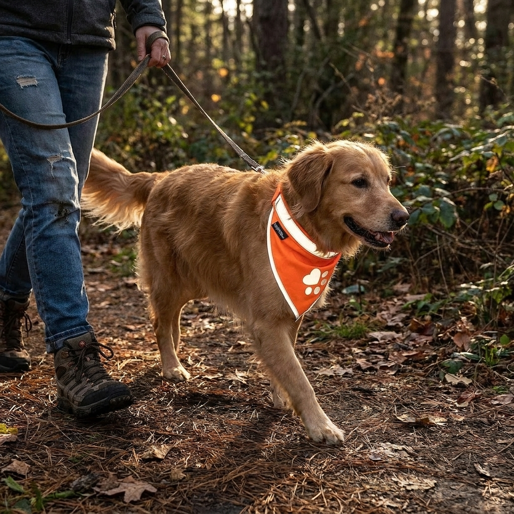 Large Hi-Vis Orange Reflective Dog Bandana Prismra
